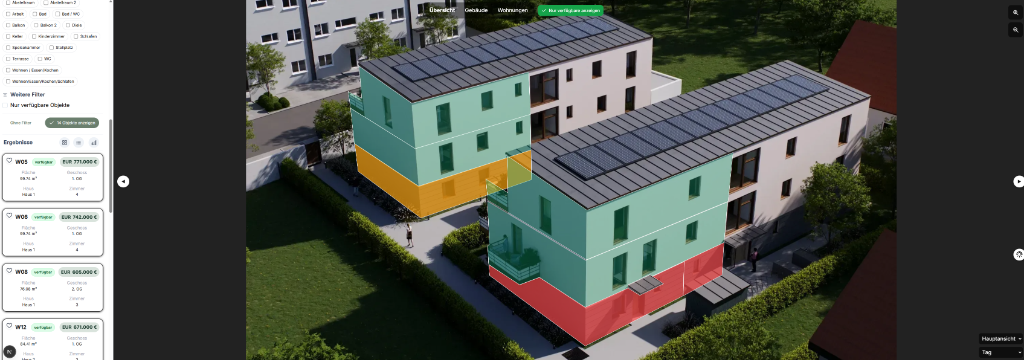 3D Wohnungsfinder UI und Filter